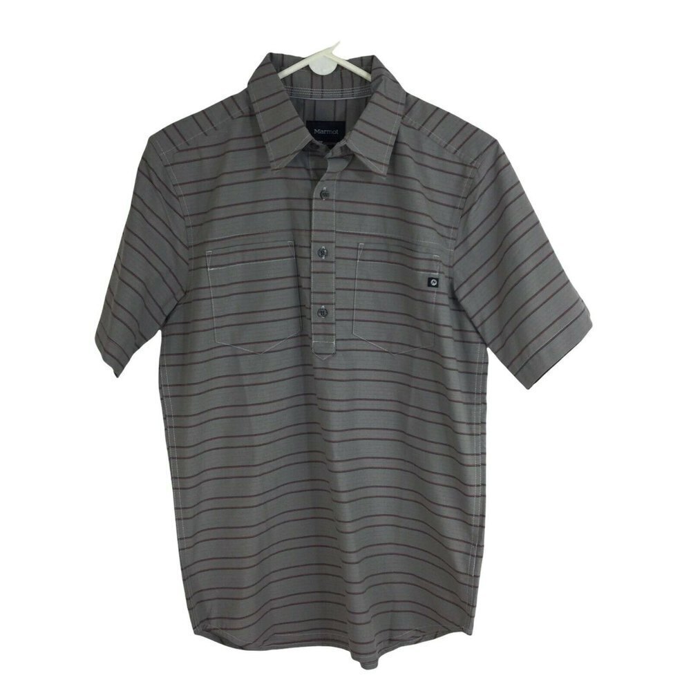 Marmot Euclid Short Sleeve Chest Pocket Collared Shirt Mens Bright Steel S NWT